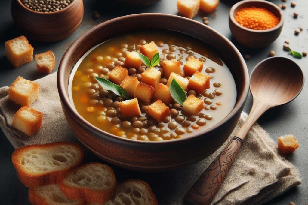 zuppa di lenticchie con crostini