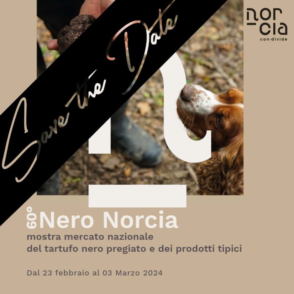 la 60° edizione di NERO NORCIA Mostra Mercato Nazionale del Tartufo Nero Pregiato e dei Prodotti Tipici si svolgerà nelle date 23-24-25 febbraio 2024 e 1-2-3 marzo 2024.